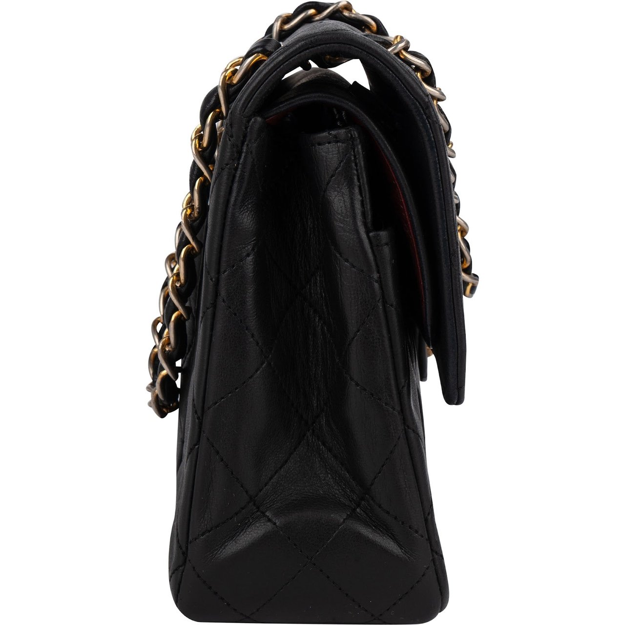 Chanel Chanel Quilted Lambskin 24K Gold Double Flap Crossbody Bag Zwart