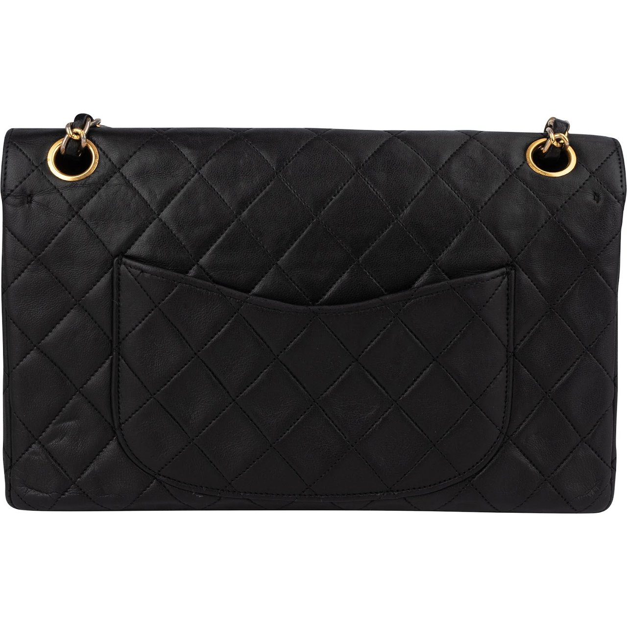 Chanel Chanel Quilted Lambskin 24K Gold Double Flap Crossbody Bag Zwart