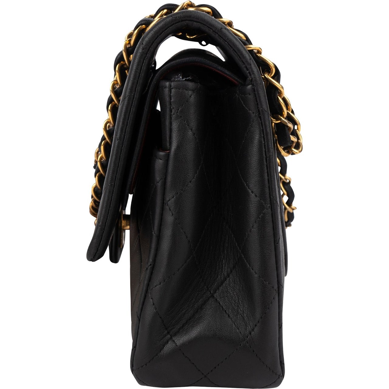 Chanel Chanel Quilted Lambskin 24K Gold Medium Double Flap Crossbody Bag Zwart