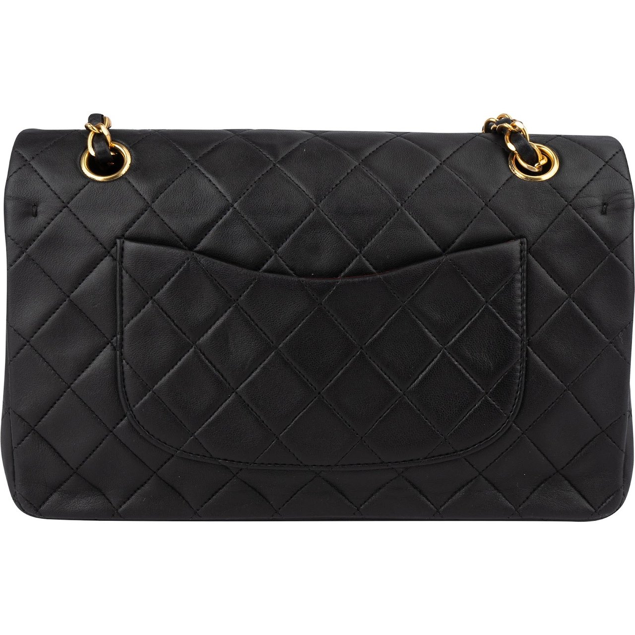Chanel Chanel Quilted Lambskin 24K Gold Medium Double Flap Crossbody Bag Zwart