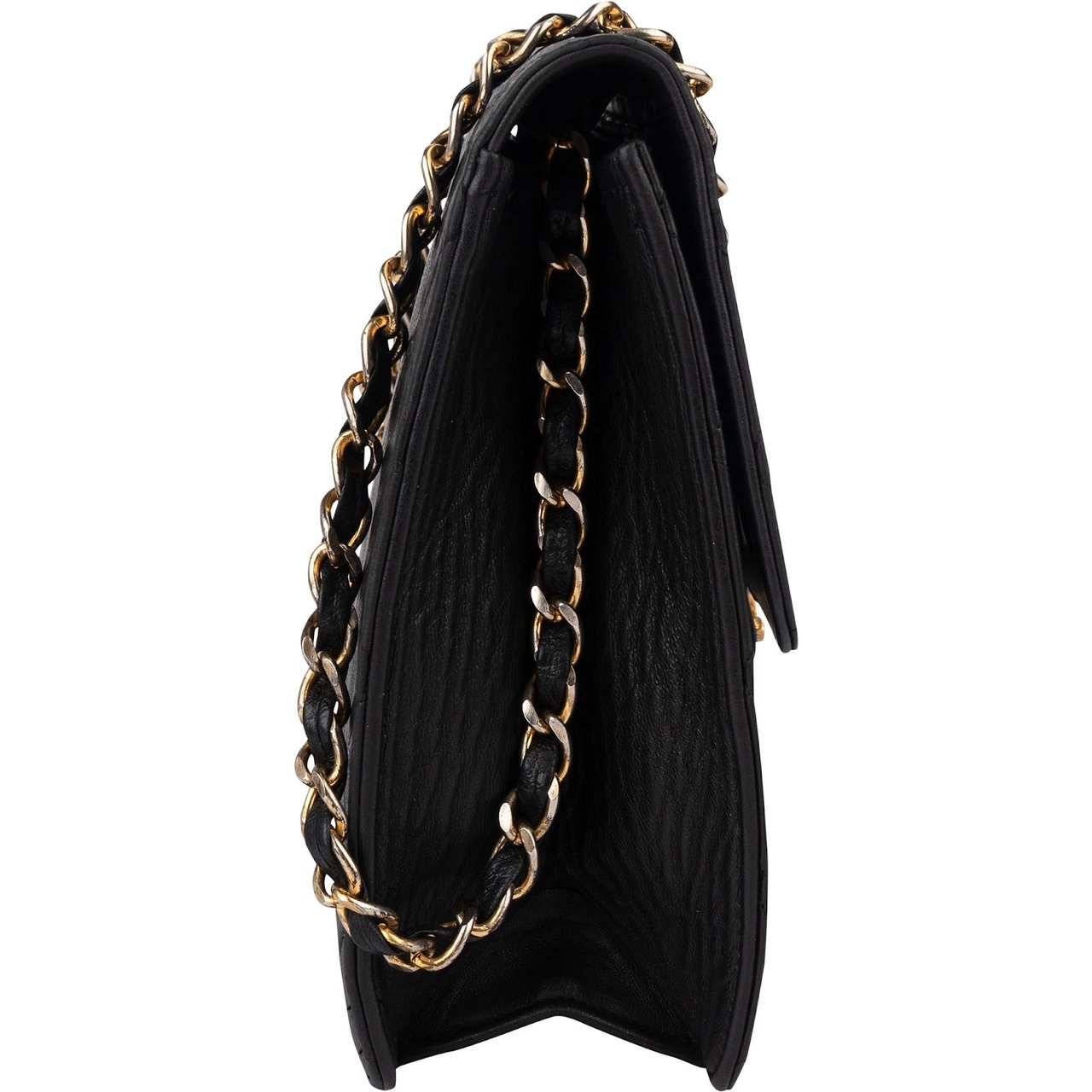 Chanel Chanel Quilted Lambskin 24K Gold Single Flap Crossbody Bag Zwart