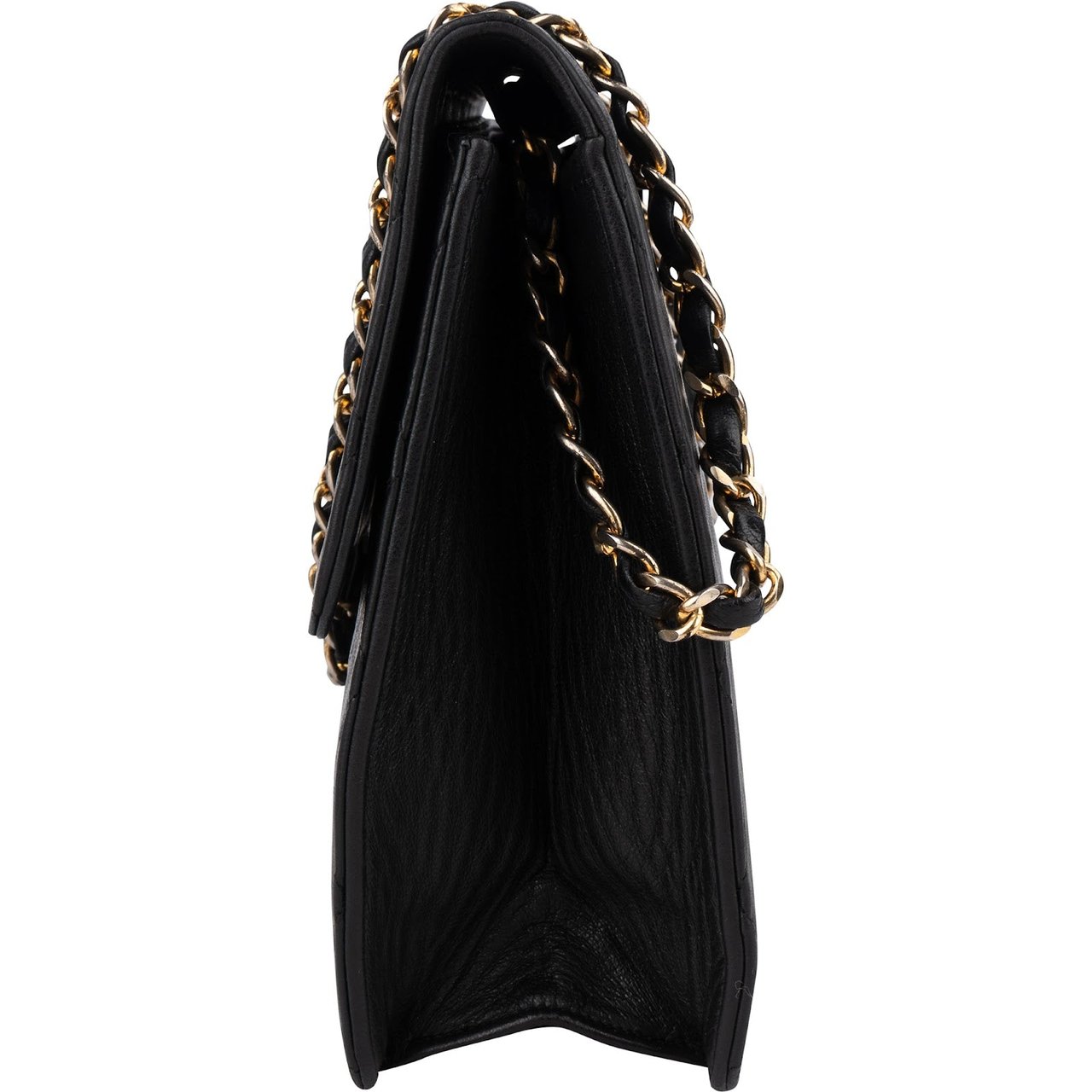 Chanel Chanel Quilted Lambskin 24K Gold Single Flap Crossbody Bag Zwart