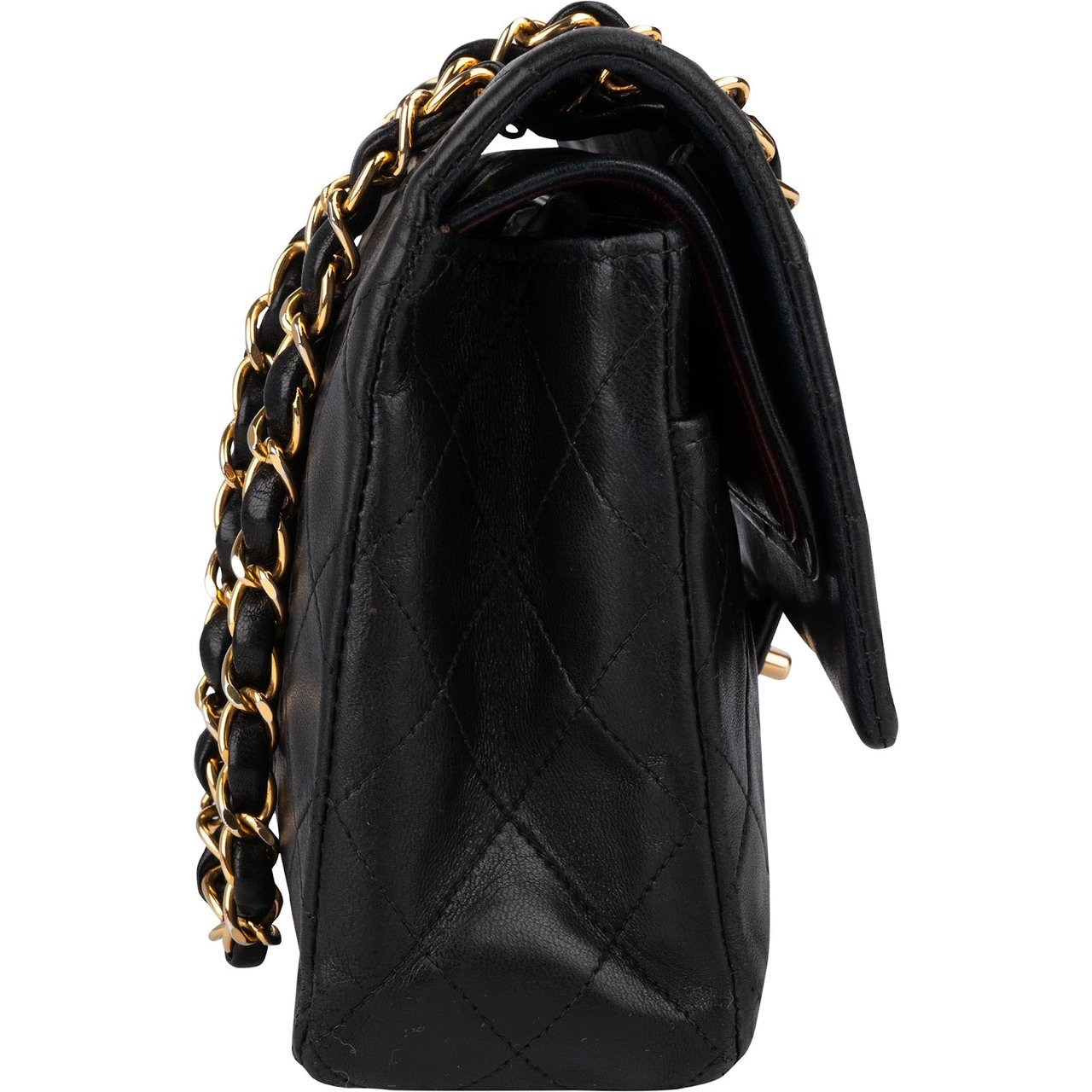 Chanel Chanel Quilted Lambskin 24K Gold Medium Double Flap Crossbody Bag Zwart