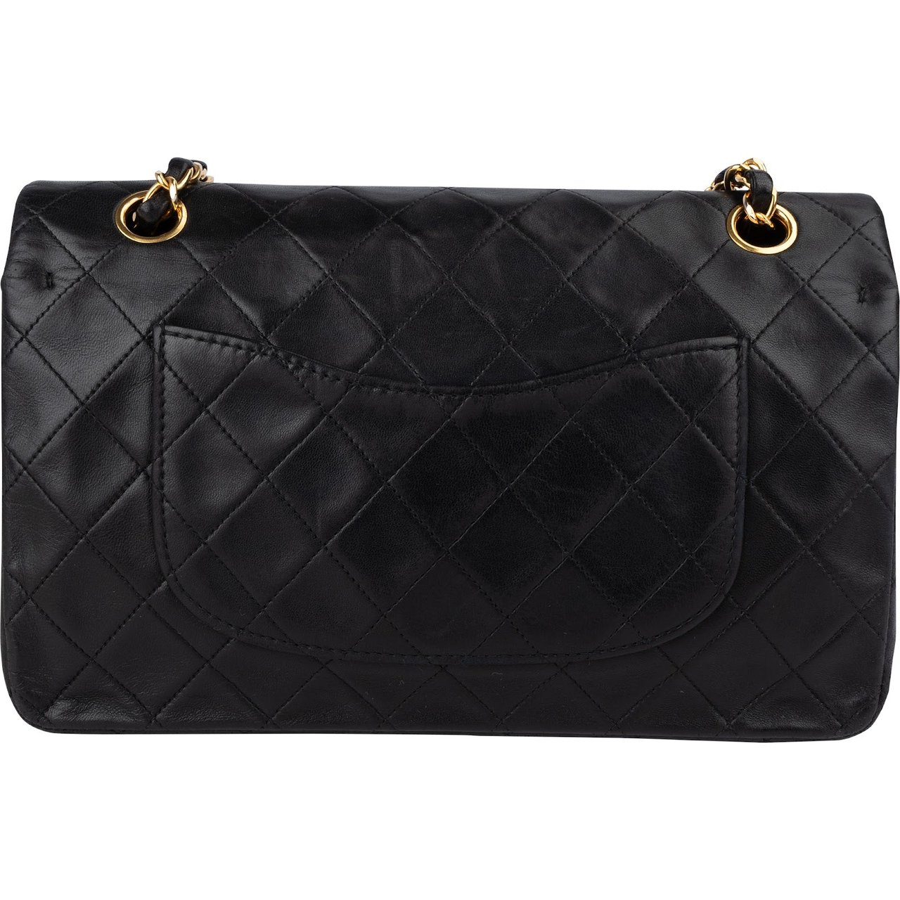 Chanel Chanel Quilted Lambskin 24K Gold Medium Double Flap Crossbody Bag Zwart