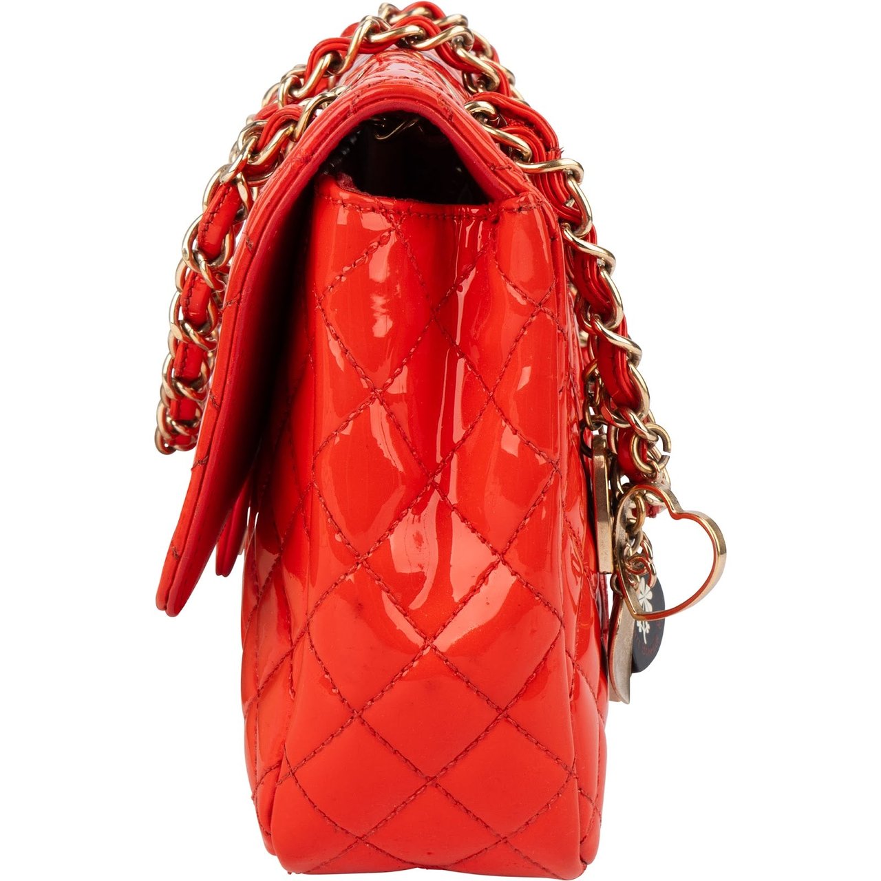 Chanel Chanel Quilted Patent Leather Valentine Single Flap Crossbody Bag Rood