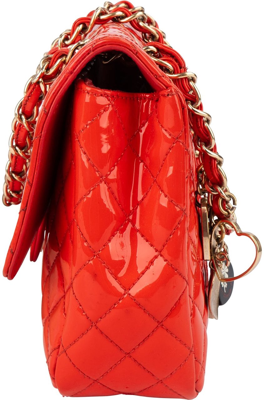 Chanel Quilted Patent Leather Valentine Single Flap Crossbody Bag Rood