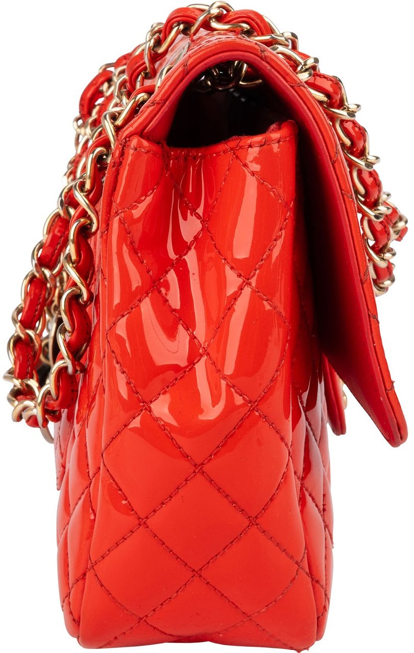 Chanel Quilted Patent Leather Valentine Single Flap Crossbody Bag Rood