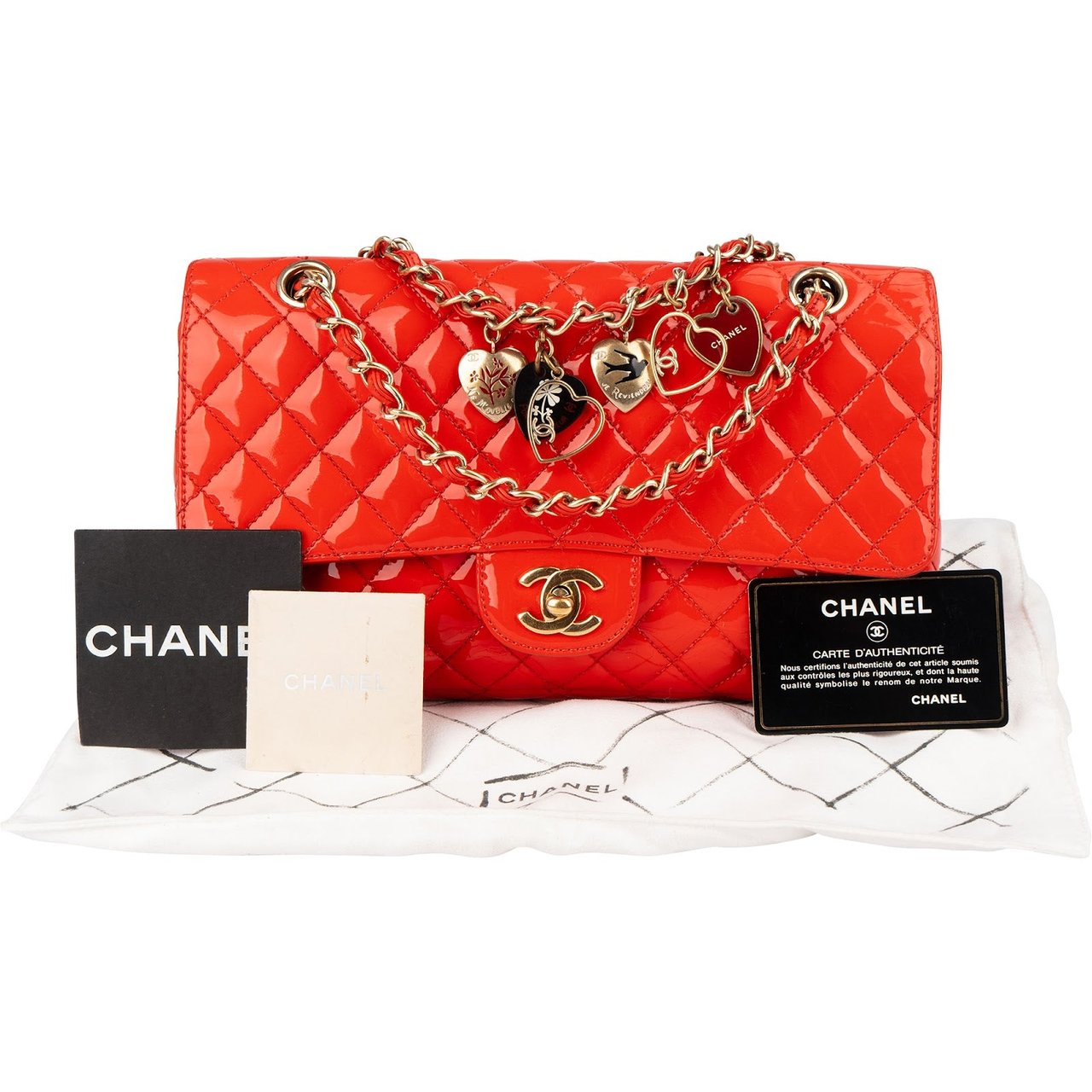 Chanel Chanel Quilted Patent Leather Valentine Single Flap Crossbody Bag Rood