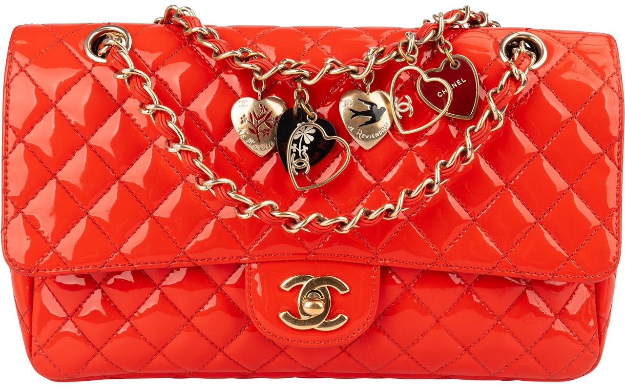 Chanel Quilted Patent Leather Valentine Single Flap Crossbody Bag Rood