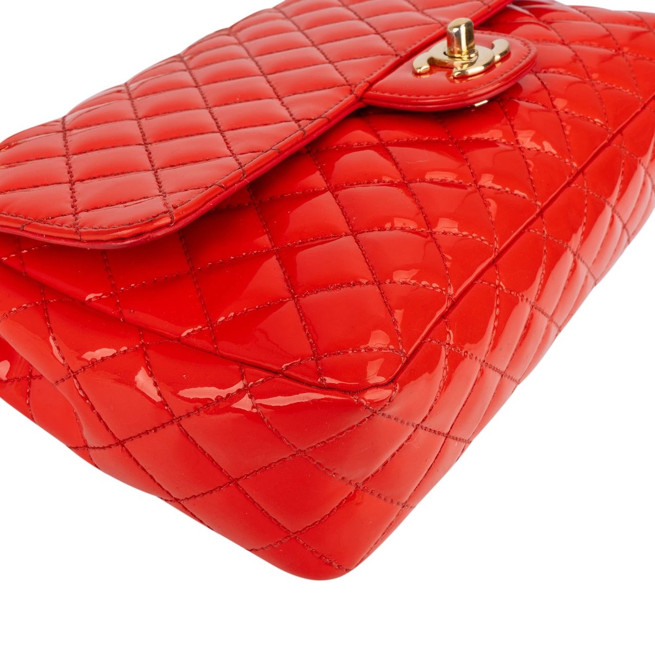 Chanel Chanel Quilted Patent Leather Valentine Single Flap Crossbody Bag Rood