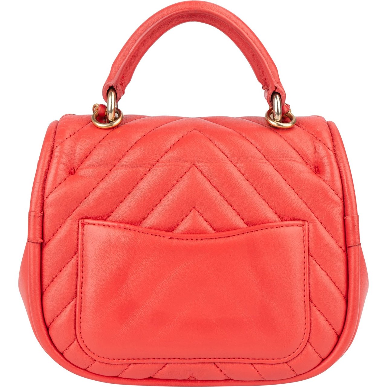 Chanel Chanel Chevron Lambskin Single Flap Top Handle Crossbody Bag Rood