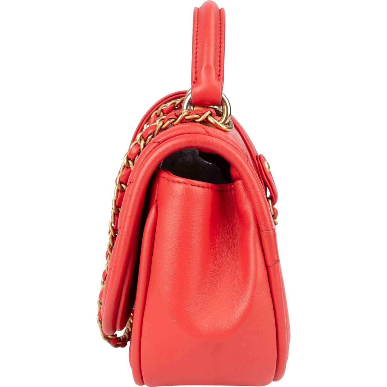 Chanel Chanel Chevron Lambskin Single Flap Top Handle Crossbody Bag Rood