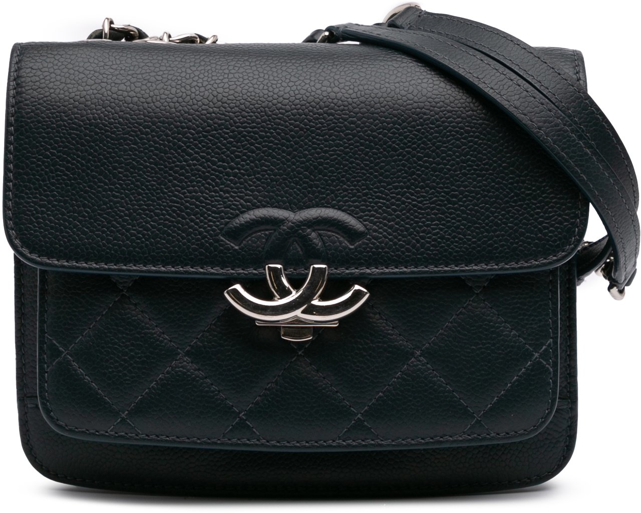 Chanel Mini Quilted Caviar CC Box Flap Blauw