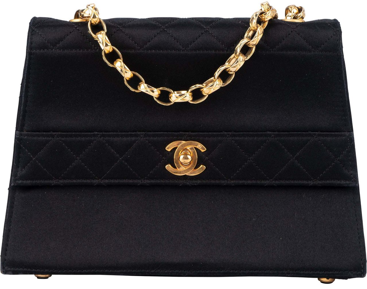 Chanel Chanel Stich Satin 24K Gold Single Flap Crossbody Bag Divers