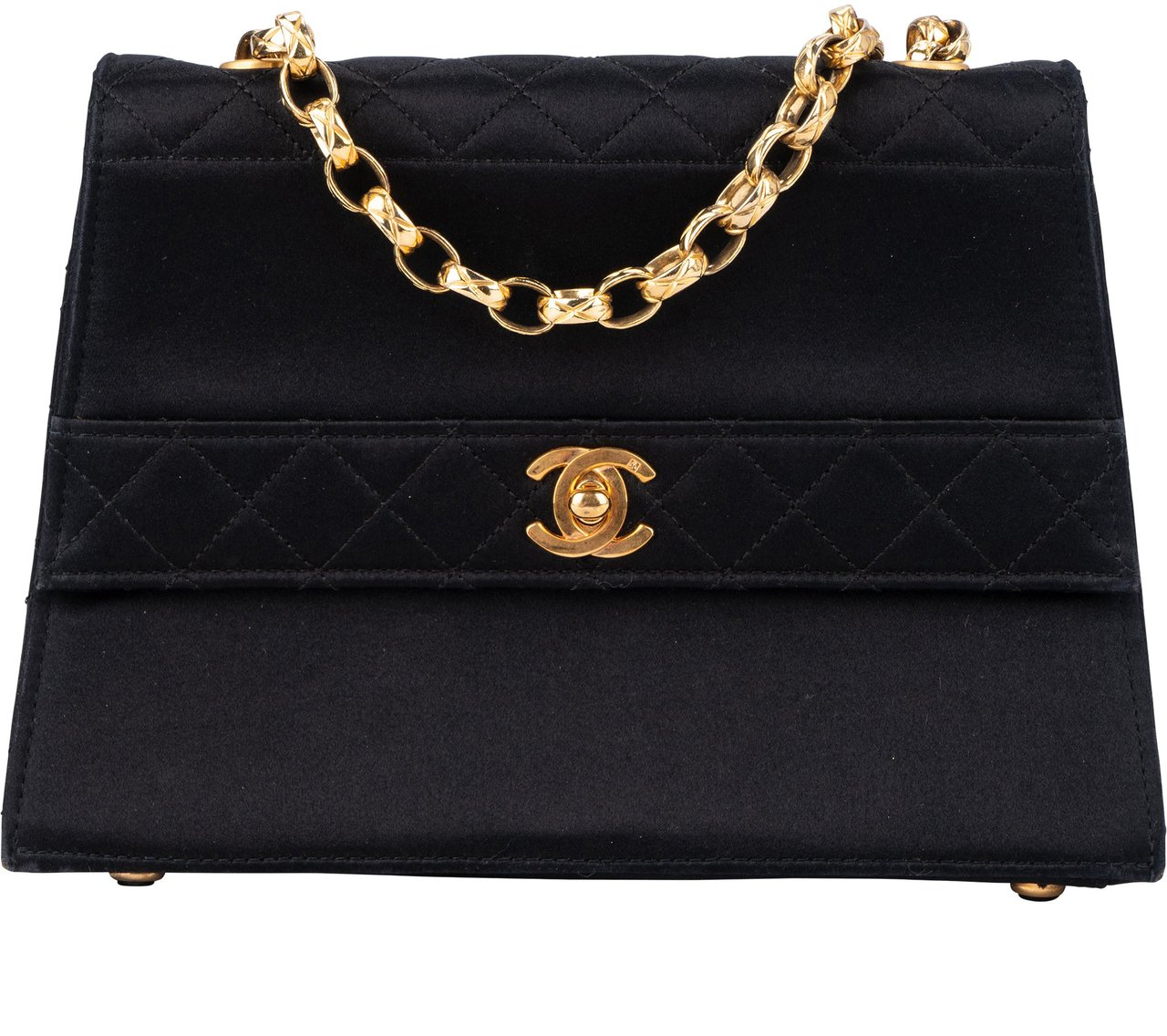 Chanel Chanel Stich Satin 24K Gold Single Flap Crossbody Bag Divers