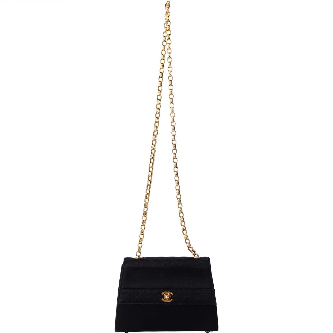 Chanel Chanel Stich Satin 24K Gold Single Flap Crossbody Bag Divers