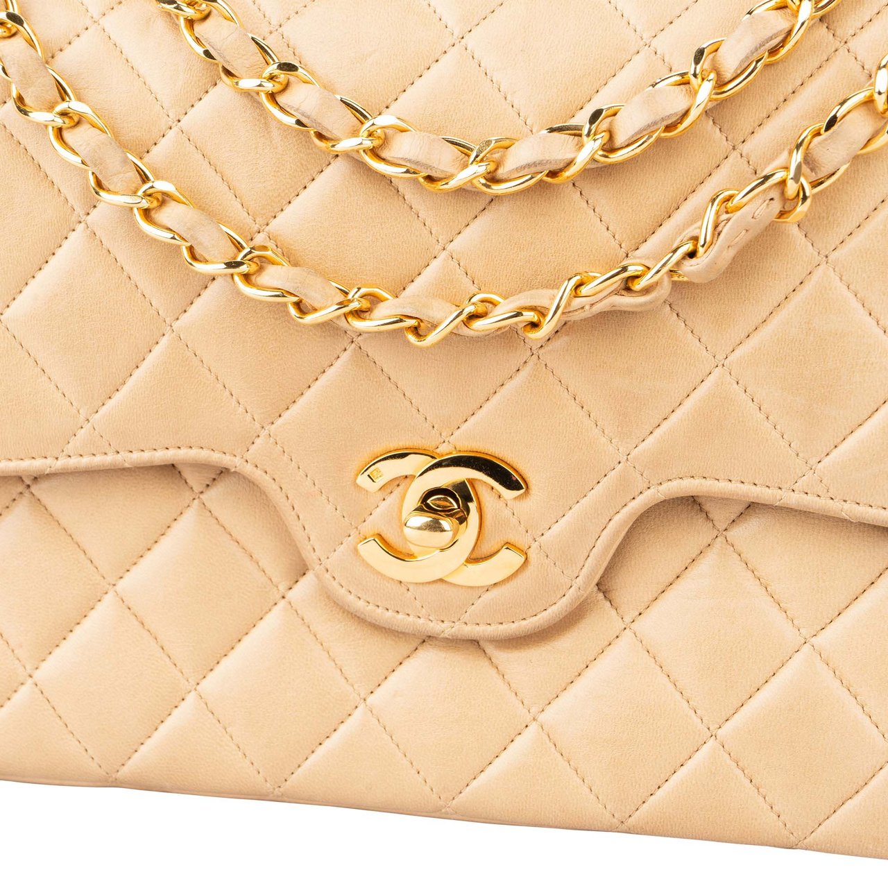 Chanel Chanel Quilted Lambskin 24K Gold Medium Double Flap Crossbody Bag Divers