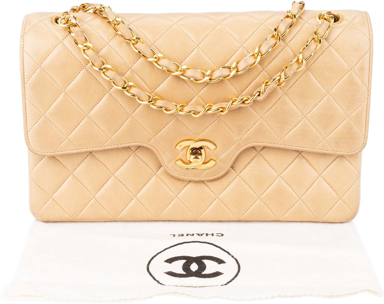 Chanel Chanel Quilted Lambskin 24K Gold Medium Double Flap Crossbody Bag Divers