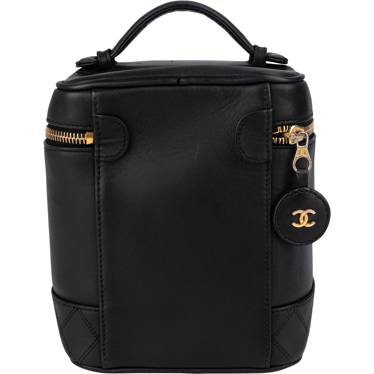 Chanel Stitching Lambskin Vanity Case Handbag Zwart