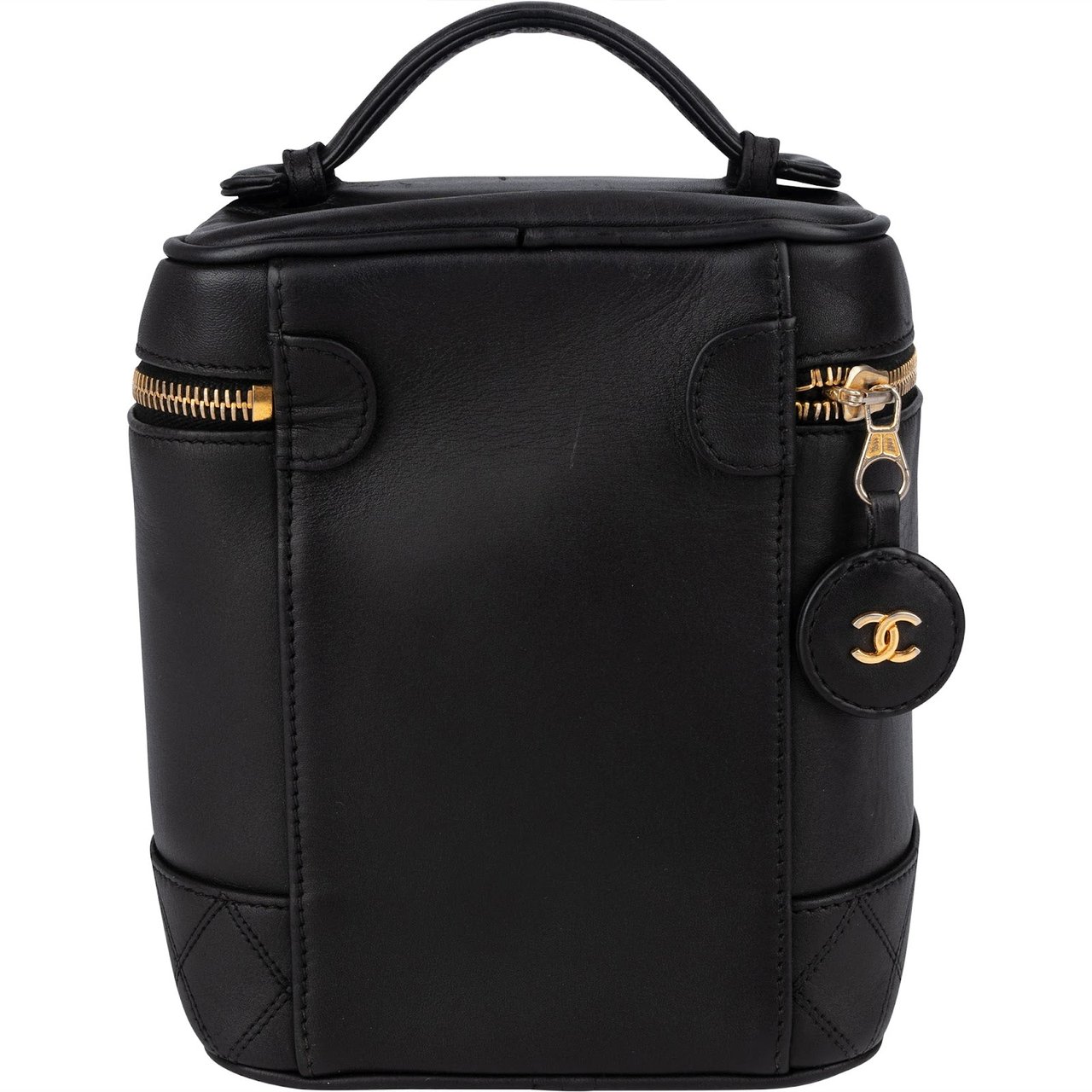 Chanel Chanel Stitching Lambskin Vanity Case Handbag Zwart