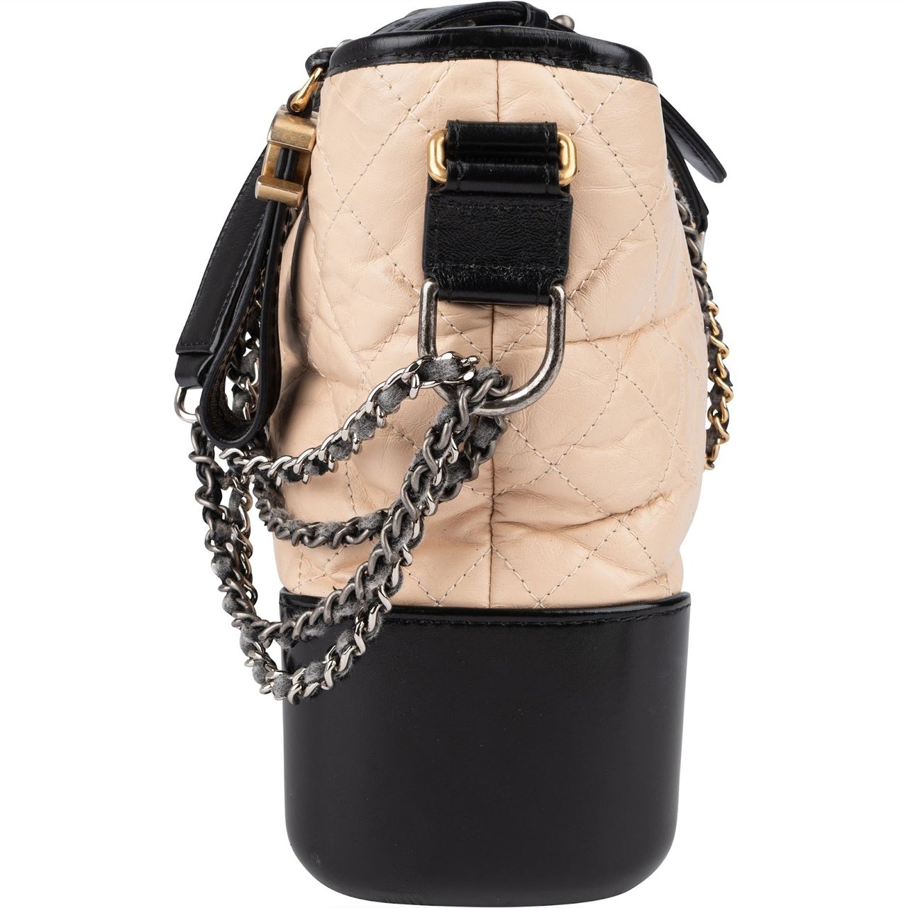 Chanel Chanel Quilted Lambskin Gabrielle Hobo Crossbody Bag Beige