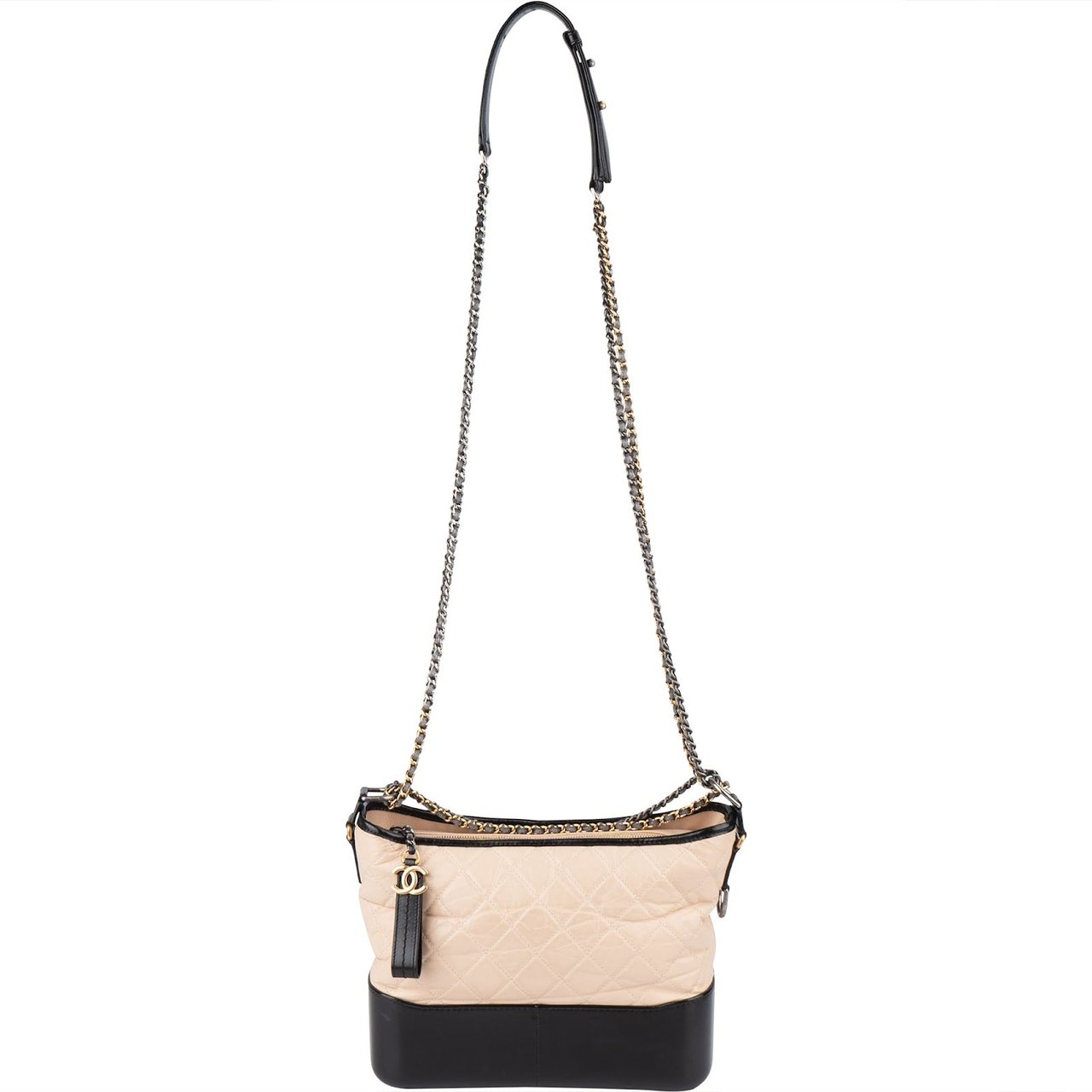 Chanel Chanel Quilted Lambskin Gabrielle Hobo Crossbody Bag Beige