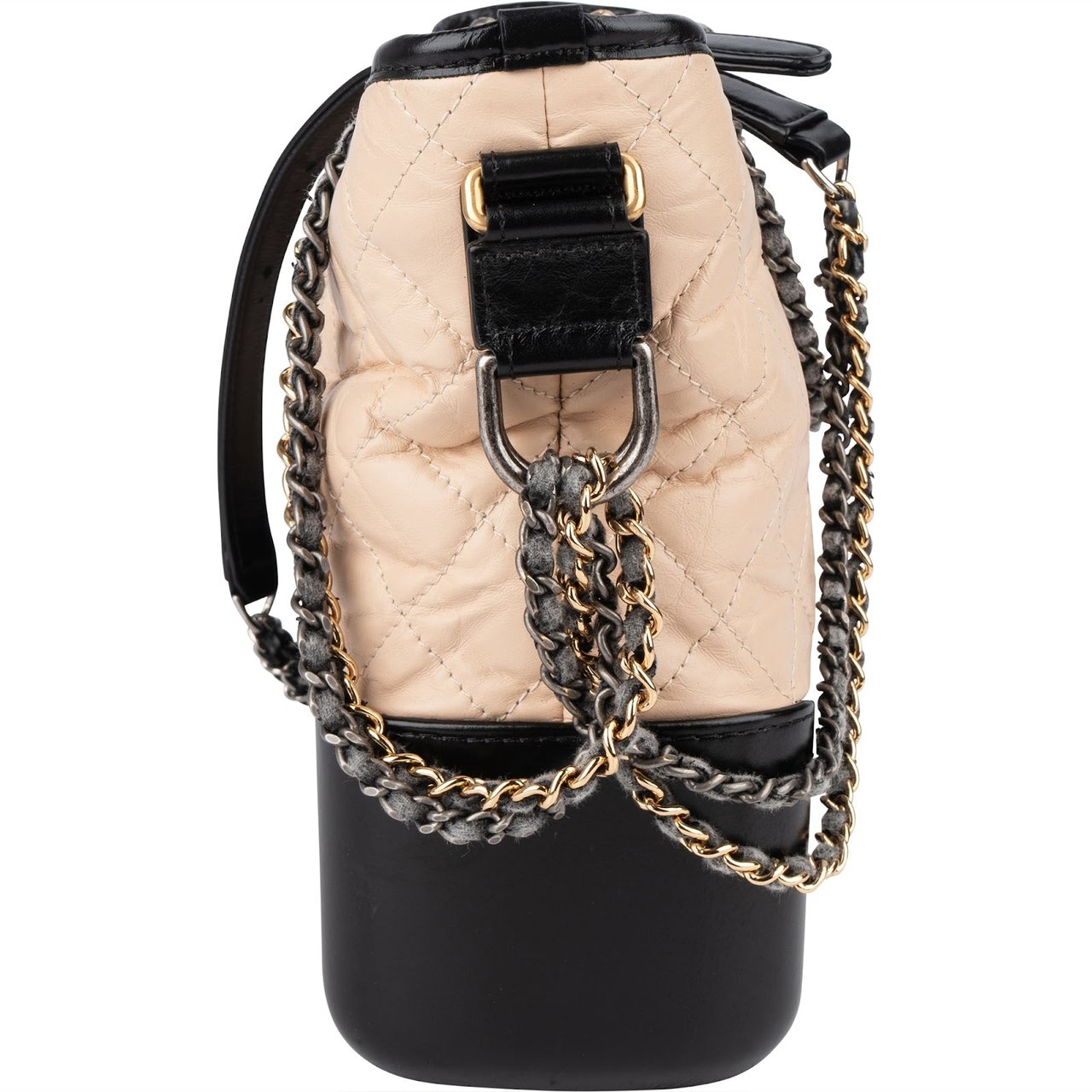 Chanel Chanel Quilted Lambskin Gabrielle Hobo Crossbody Bag Beige