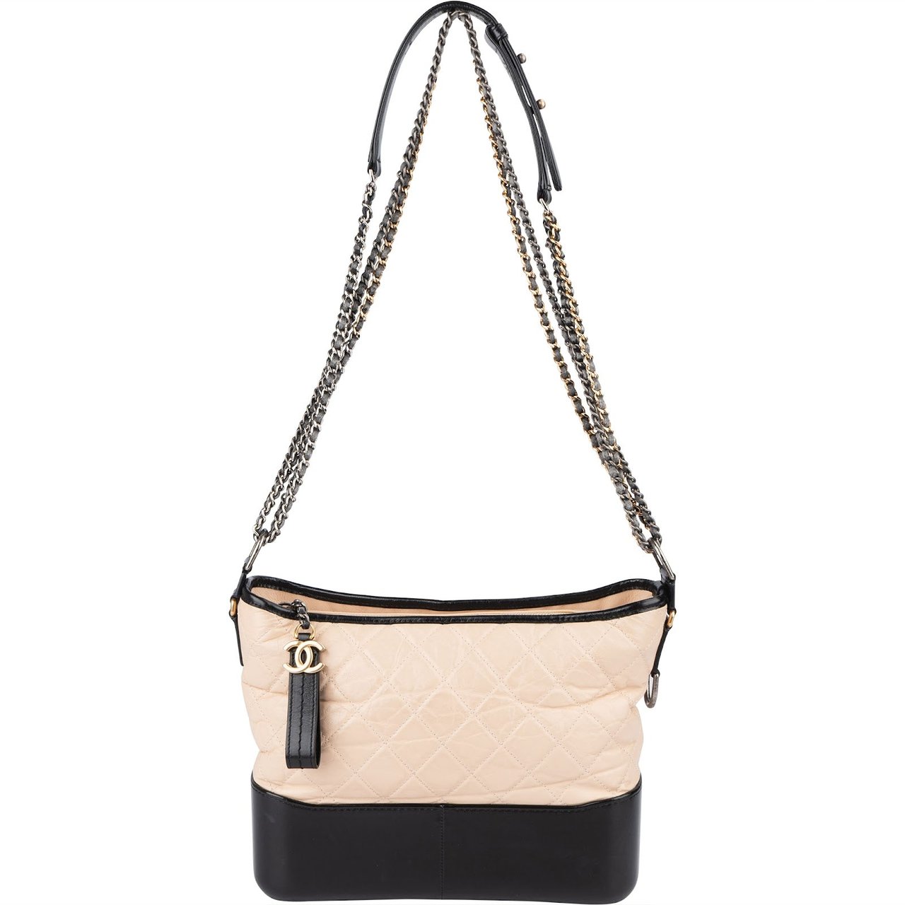 Chanel Chanel Quilted Lambskin Gabrielle Hobo Crossbody Bag Beige