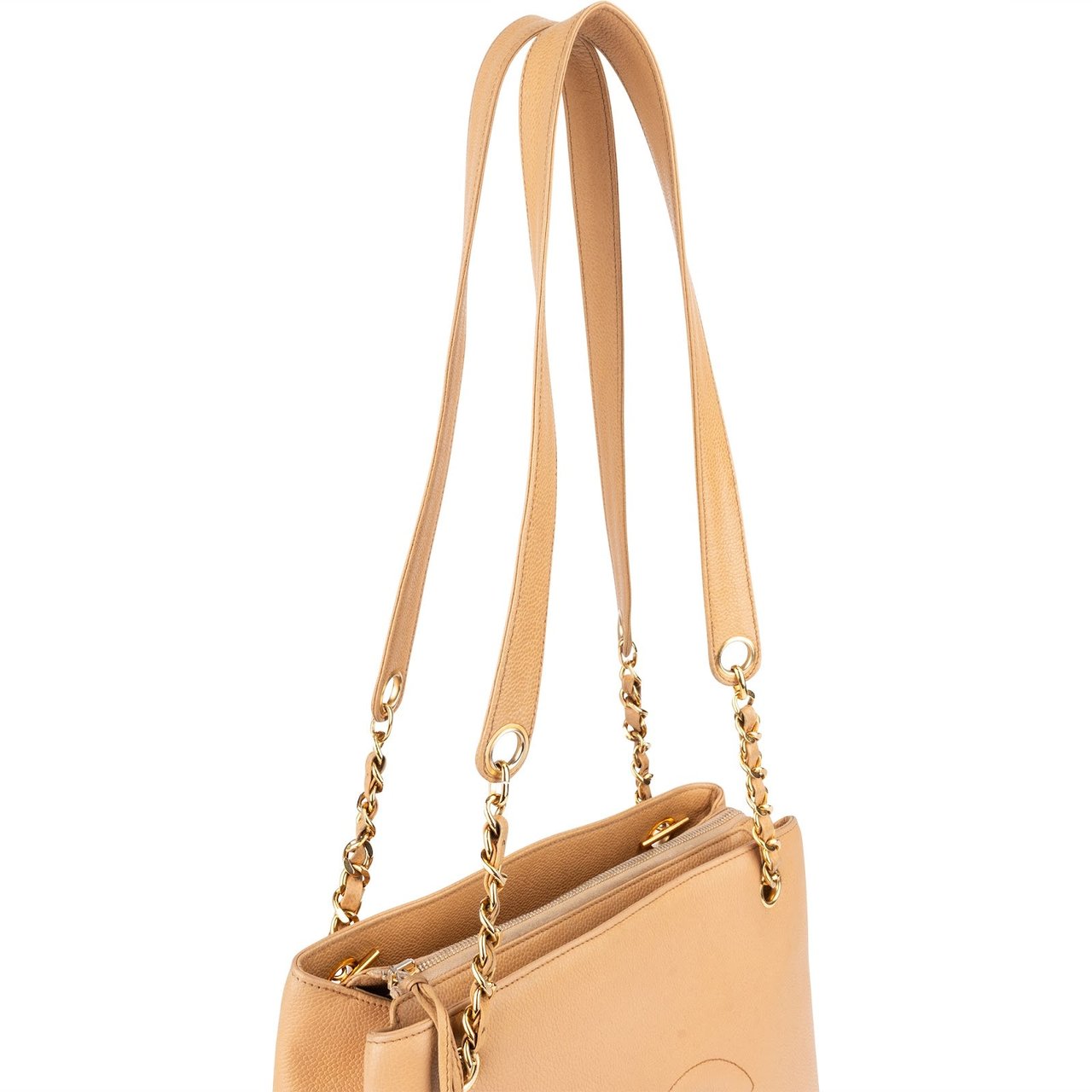 Chanel Chanel Caviar Leather CC Tote Shoulder Bag Beige