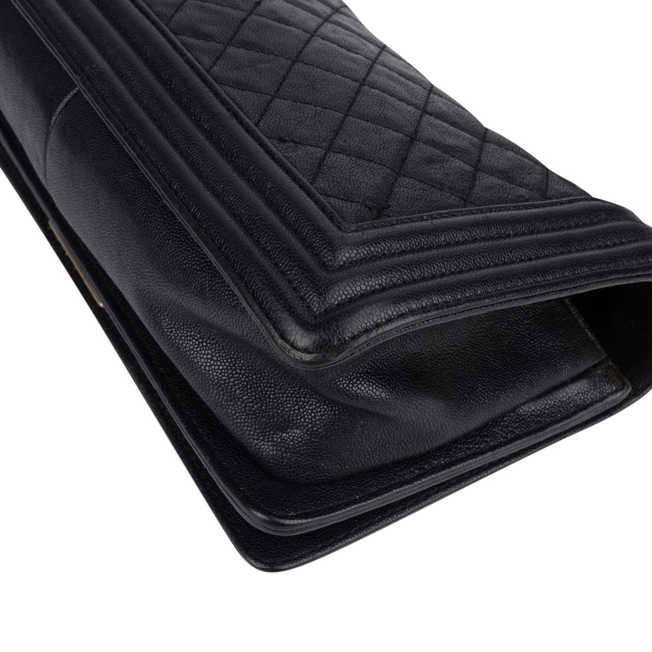 Chanel Chanel Quilted Caviar Leather Boy Single Flap Crossbody Bag Zwart