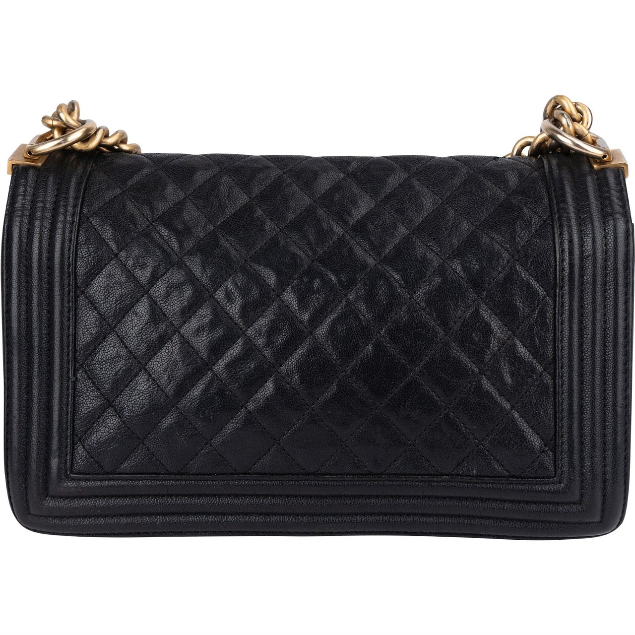 Chanel Chanel Quilted Caviar Leather Boy Single Flap Crossbody Bag Zwart