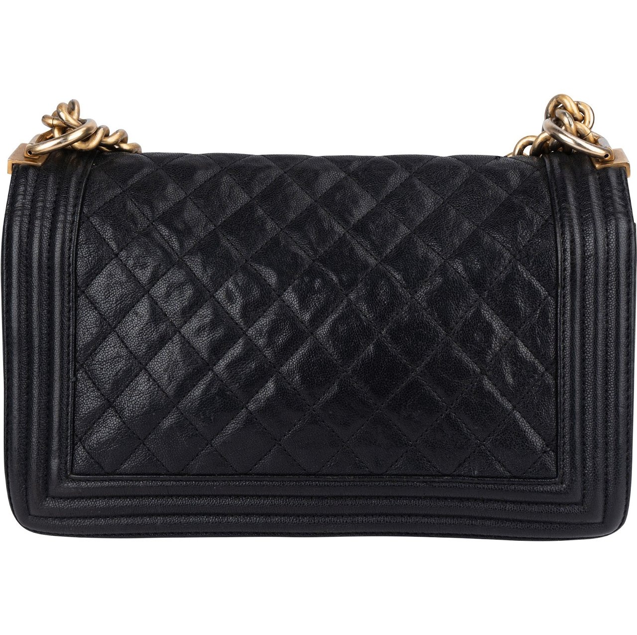 Chanel Quilted Caviar Leather Boy Single Flap Crossbody Bag Zwart