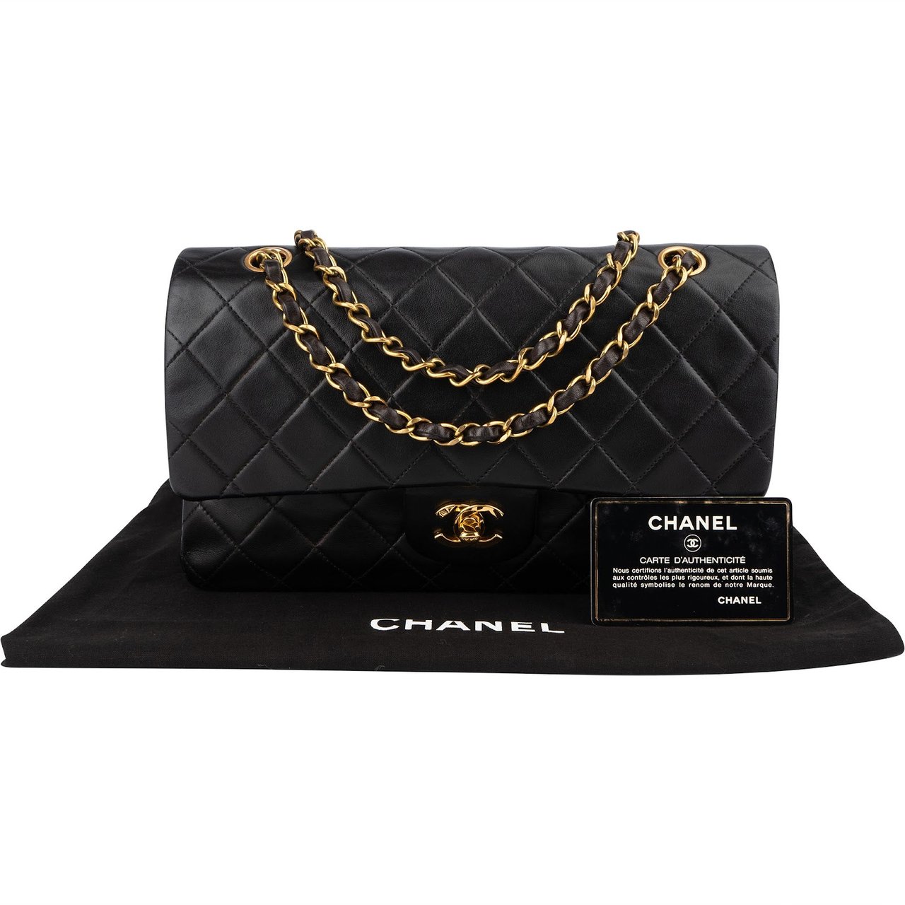 Chanel Chanel Quilted Lambskin 24K Gold Medium Double Flap Crossbody Bag Bruin