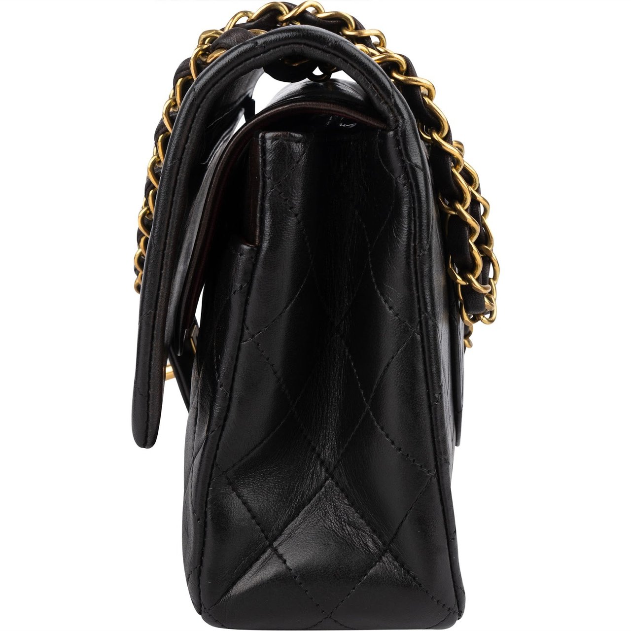 Chanel Chanel Quilted Lambskin 24K Gold Medium Double Flap Crossbody Bag Bruin