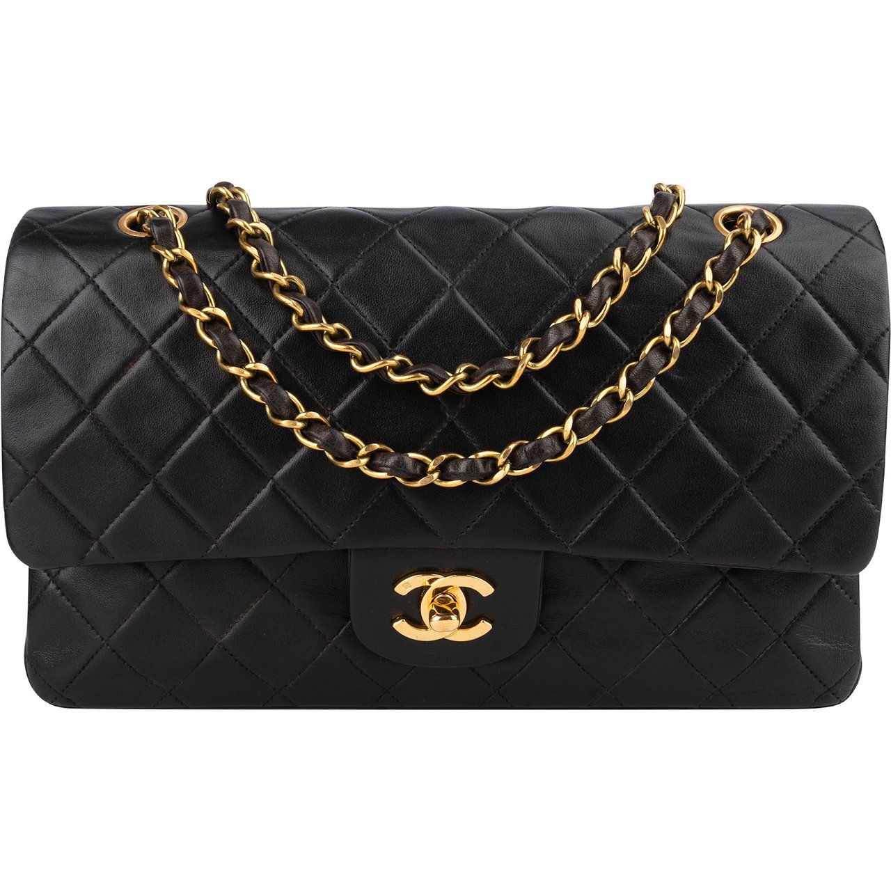 Chanel Chanel Quilted Lambskin 24K Gold Medium Double Flap Crossbody Bag Bruin