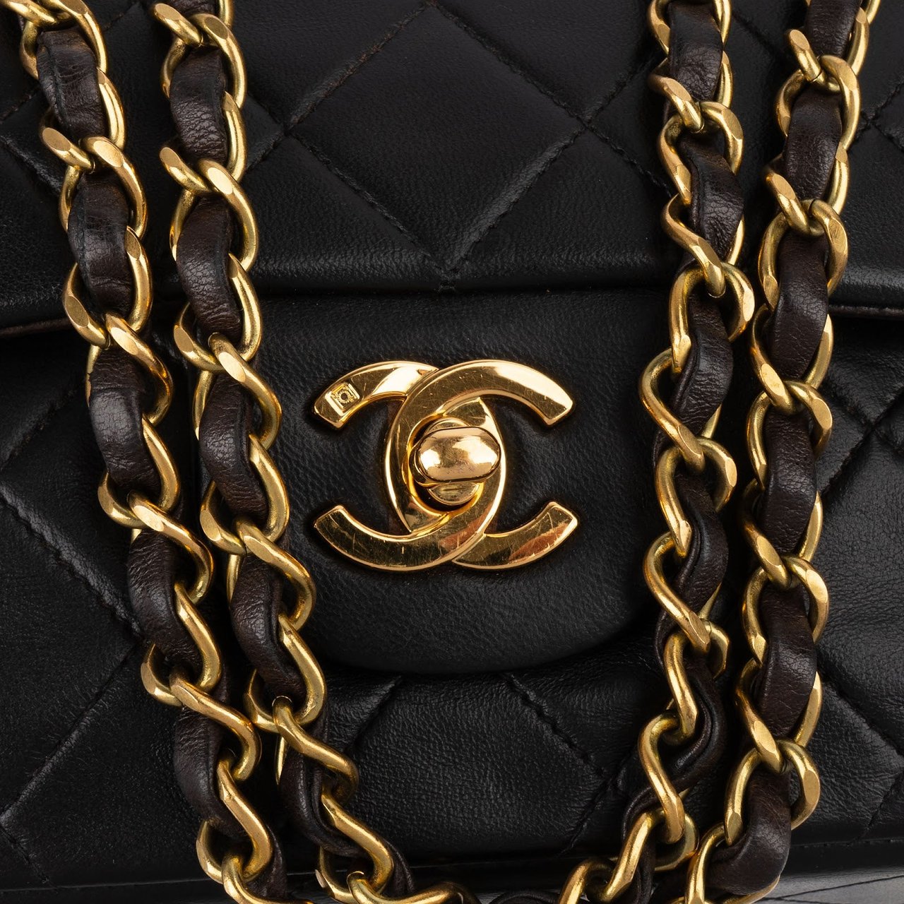 Chanel Chanel Quilted Lambskin 24K Gold Medium Double Flap Crossbody Bag Bruin