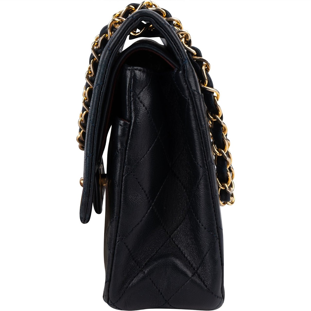 Chanel Chanel Quilted Lambskin 24K Gold Medium Double Flap Crossbody Bag Blauw