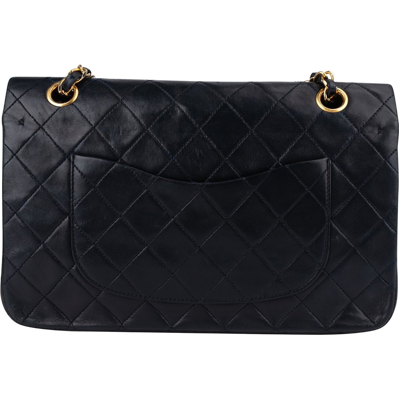 Chanel Chanel Quilted Lambskin 24K Gold Medium Double Flap Crossbody Bag Blauw