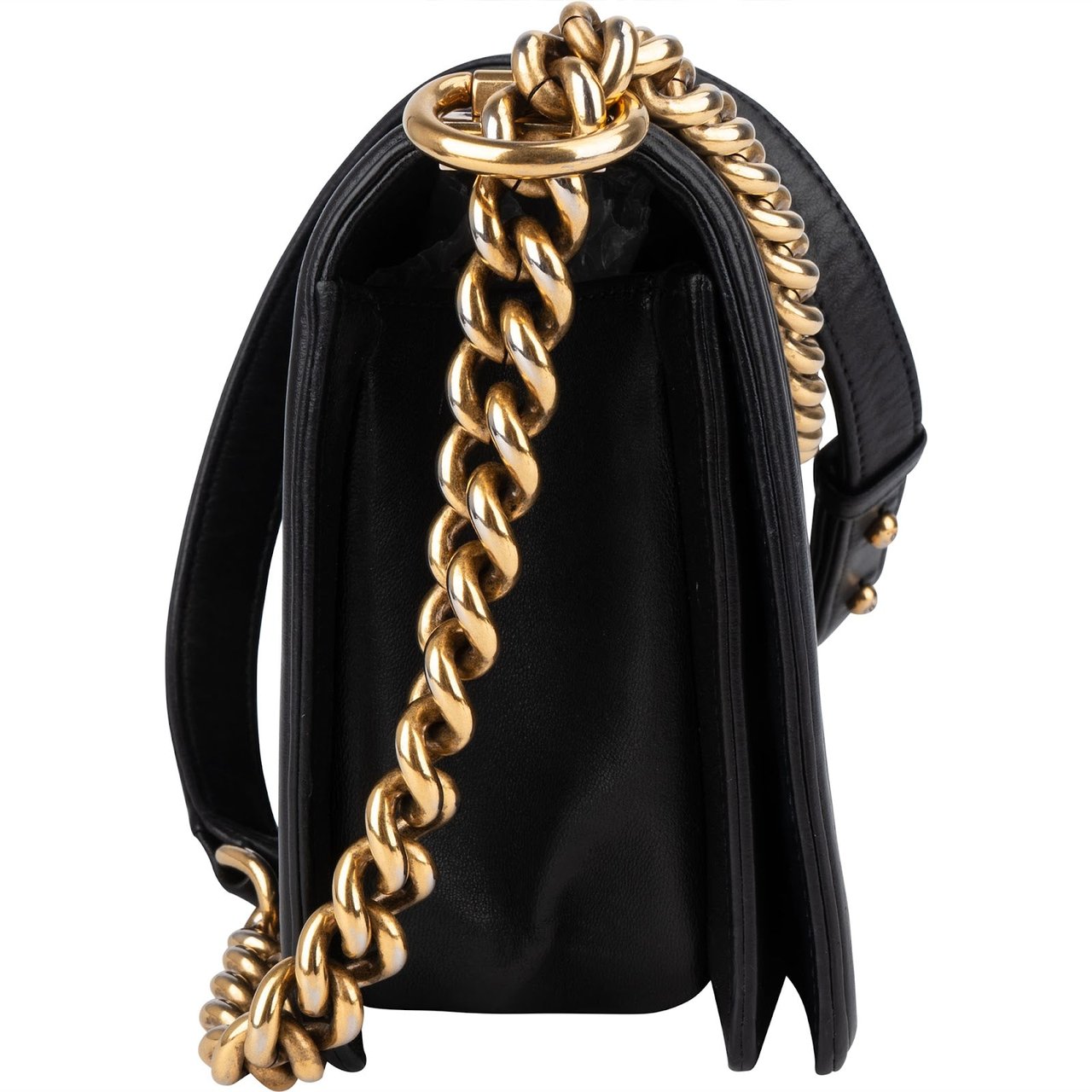 Chanel Chanel Quilted Lambskin Boy Single Flap Crossbody Bag Zwart