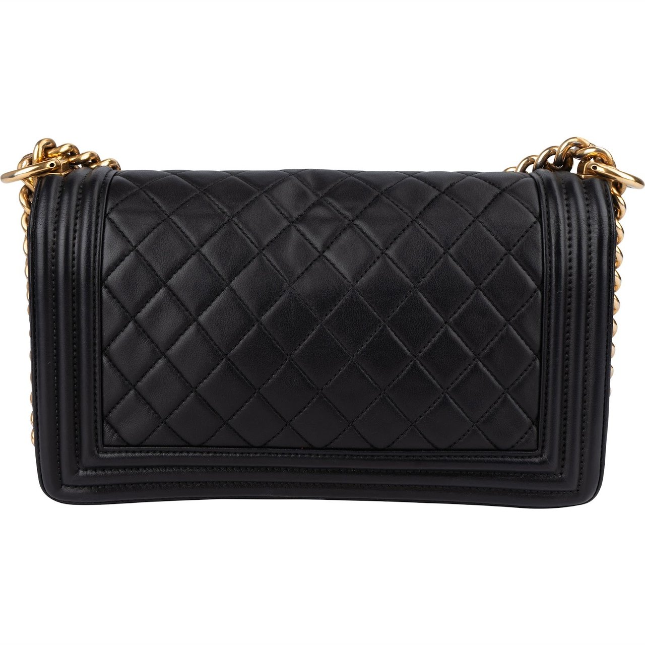 Chanel Chanel Quilted Lambskin Boy Single Flap Crossbody Bag Zwart