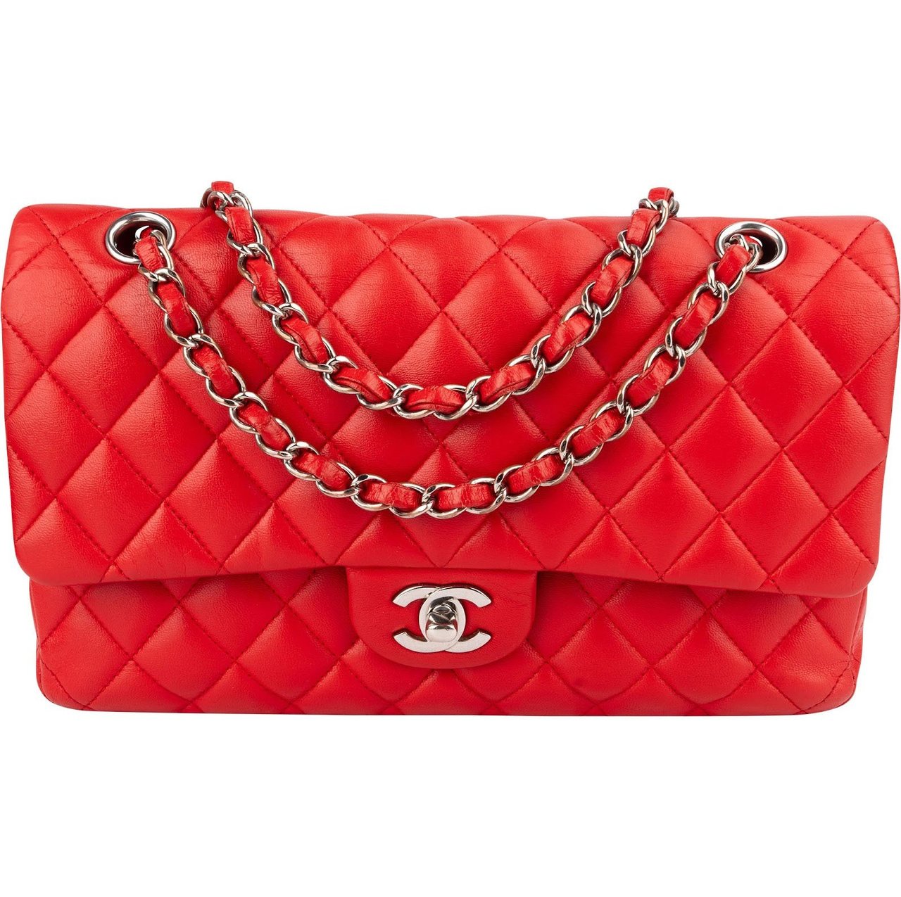 Chanel Rood Logo Chanel Chanel Quilted Lambskin Medium Double Flap Crossbody Bag | SALE ...