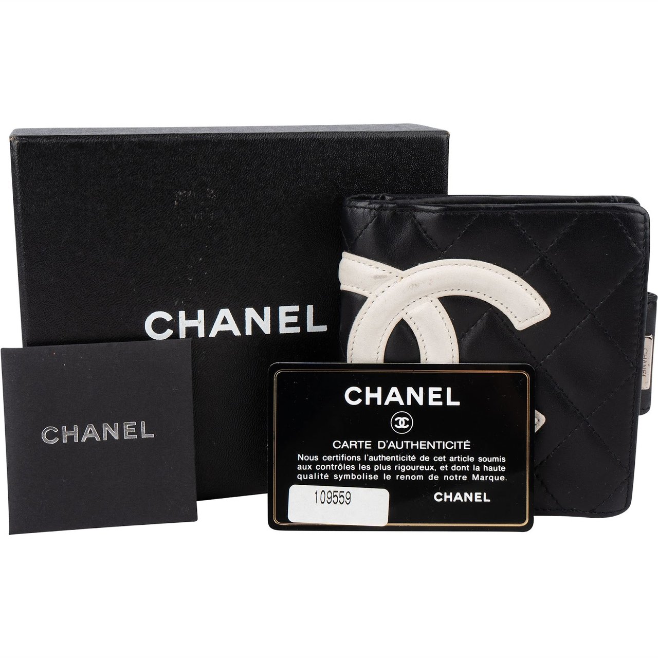 Chanel Chanel Quilted Lambskin Cambon Bifold Wallet Zwart