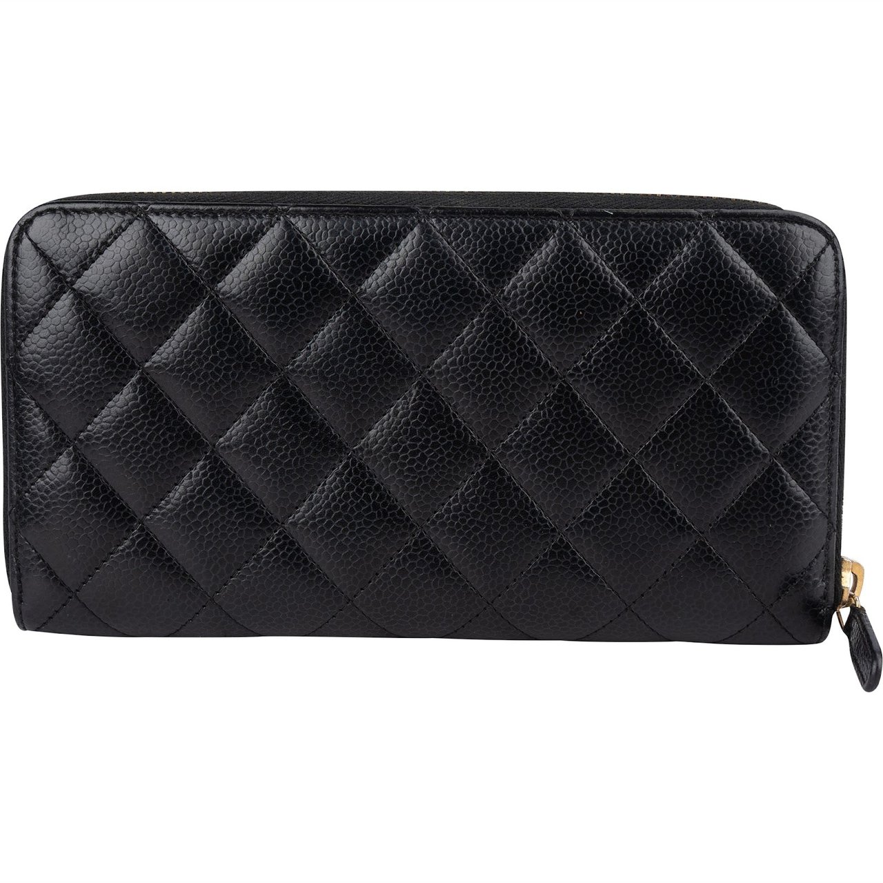 Chanel Chanel Quilted Caviar Leather Classic CC Wallet Zwart