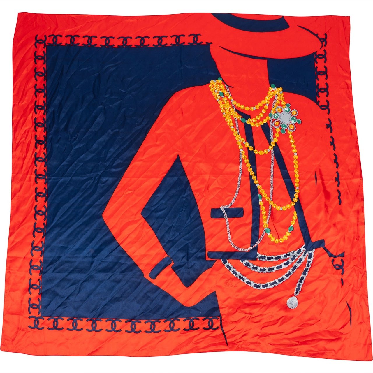 Chanel Chanel Bijoux Silhouette Silk Tuch Scarf Rood