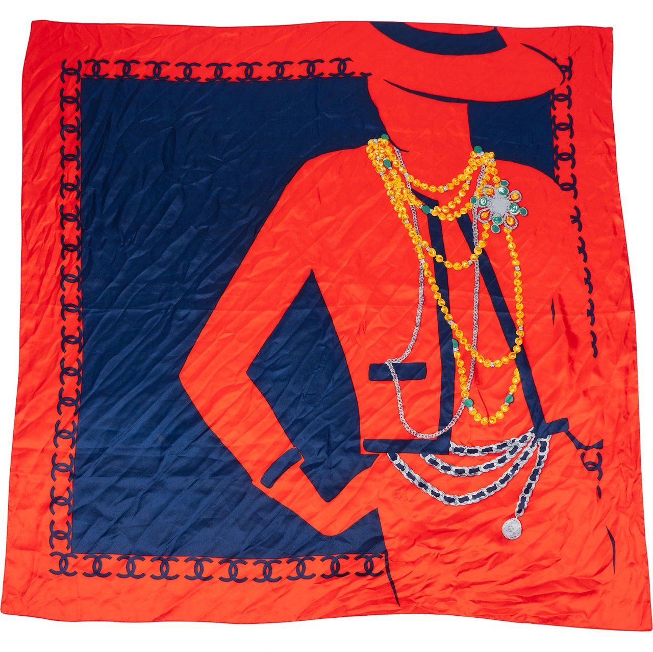 Chanel Bijoux Silhouette Silk Tuch Scarf Rood