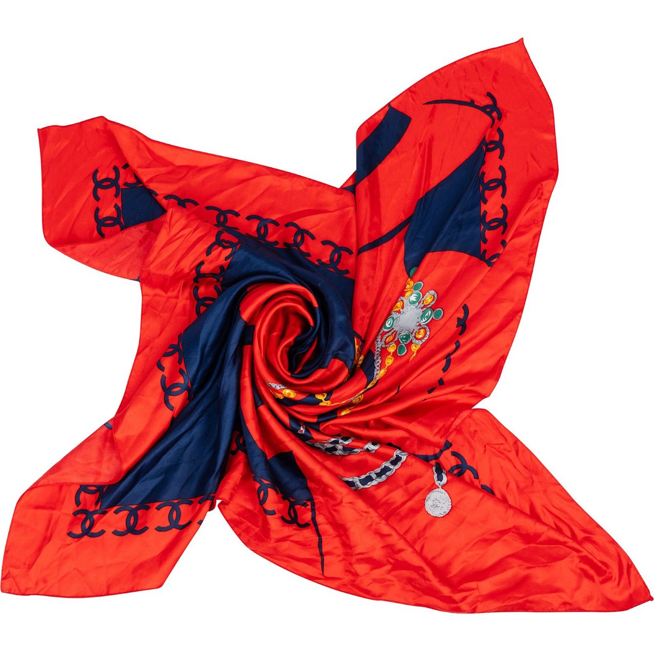 Chanel Bijoux Silhouette Silk Tuch Scarf Rood