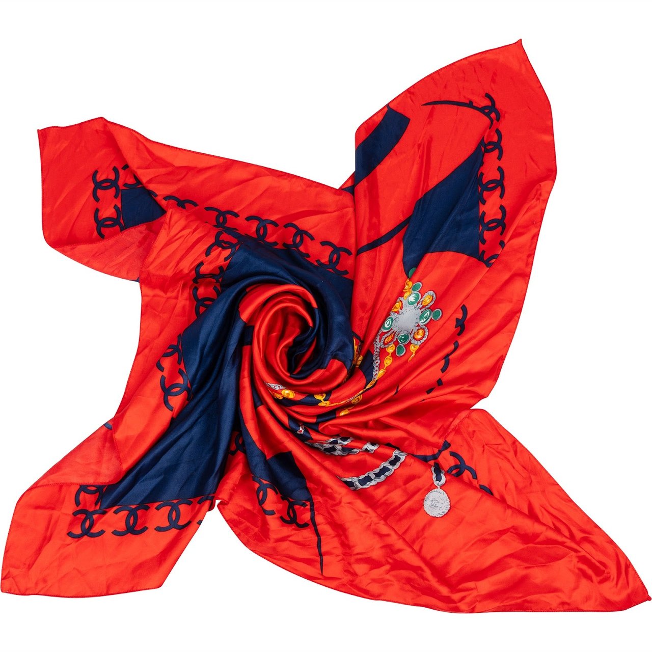 Chanel Chanel Bijoux Silhouette Silk Tuch Scarf Rood