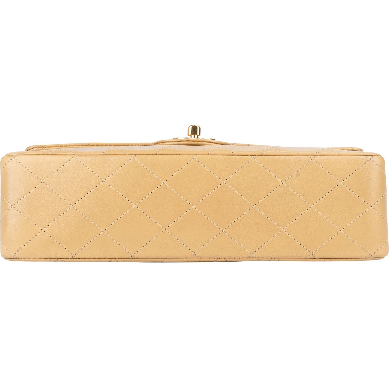 Chanel Chanel Quilted Lambskin 24K Gold Medium Double Flap Crossbody Bag Beige