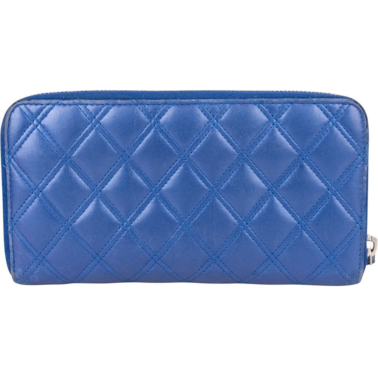 Chanel Chanel Quilted Lambskin CC Wallet Blauw