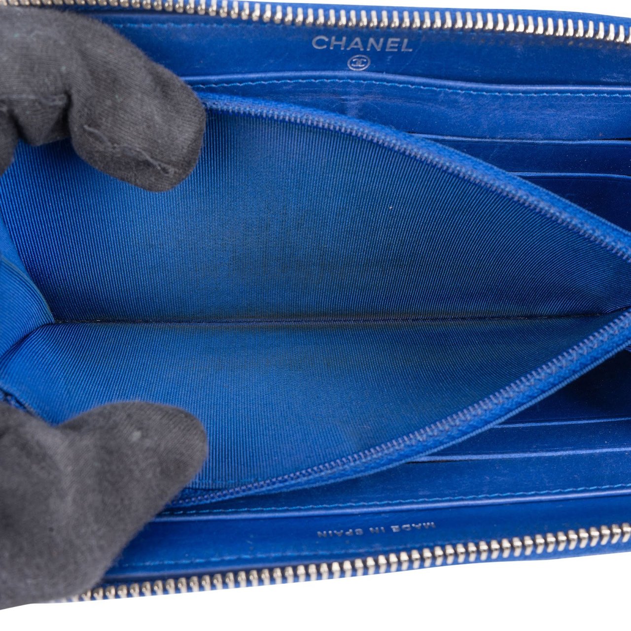 Chanel Chanel Quilted Lambskin CC Wallet Blauw